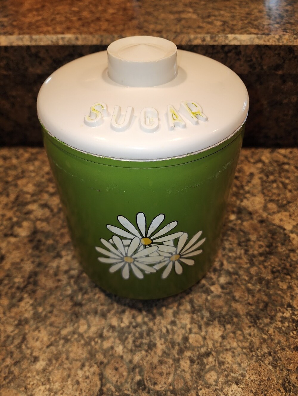 Kromex Vintage Green Daisy Sugar Canister
